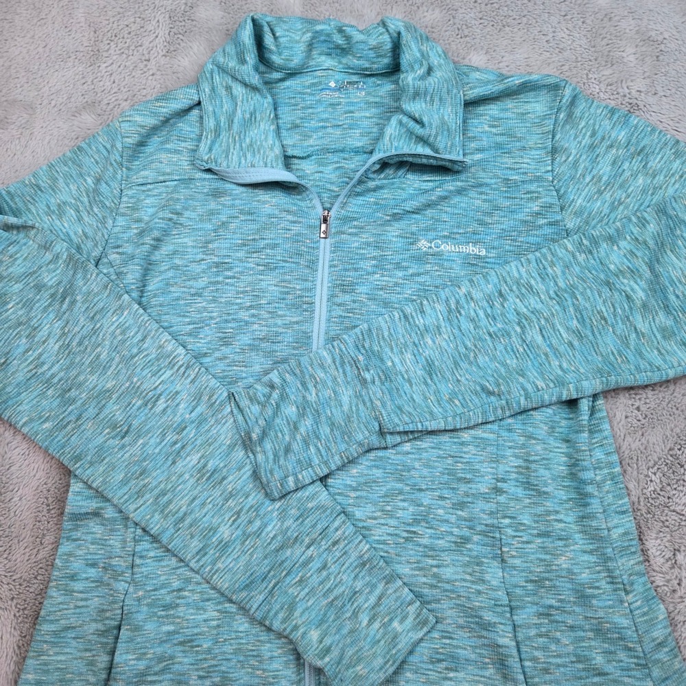 Columbia Full Zip Fleece Jacket Womens Sz L Space Dye Mock Neck Pockets